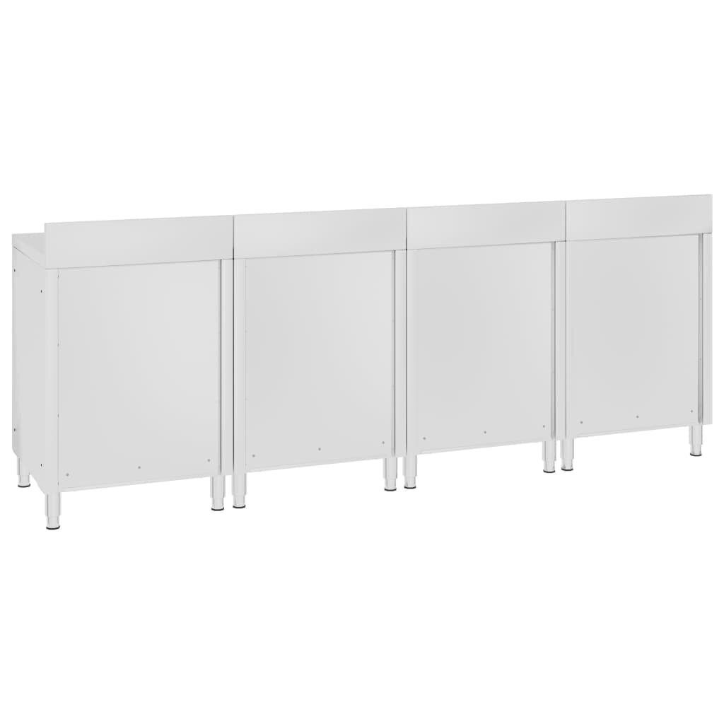 vidaXL Kaupallinen työpöytä kaapilla 240x60x96 cm ruostumaton teräs hinta ja tiedot | Keittiön kaapit | hobbyhall.fi