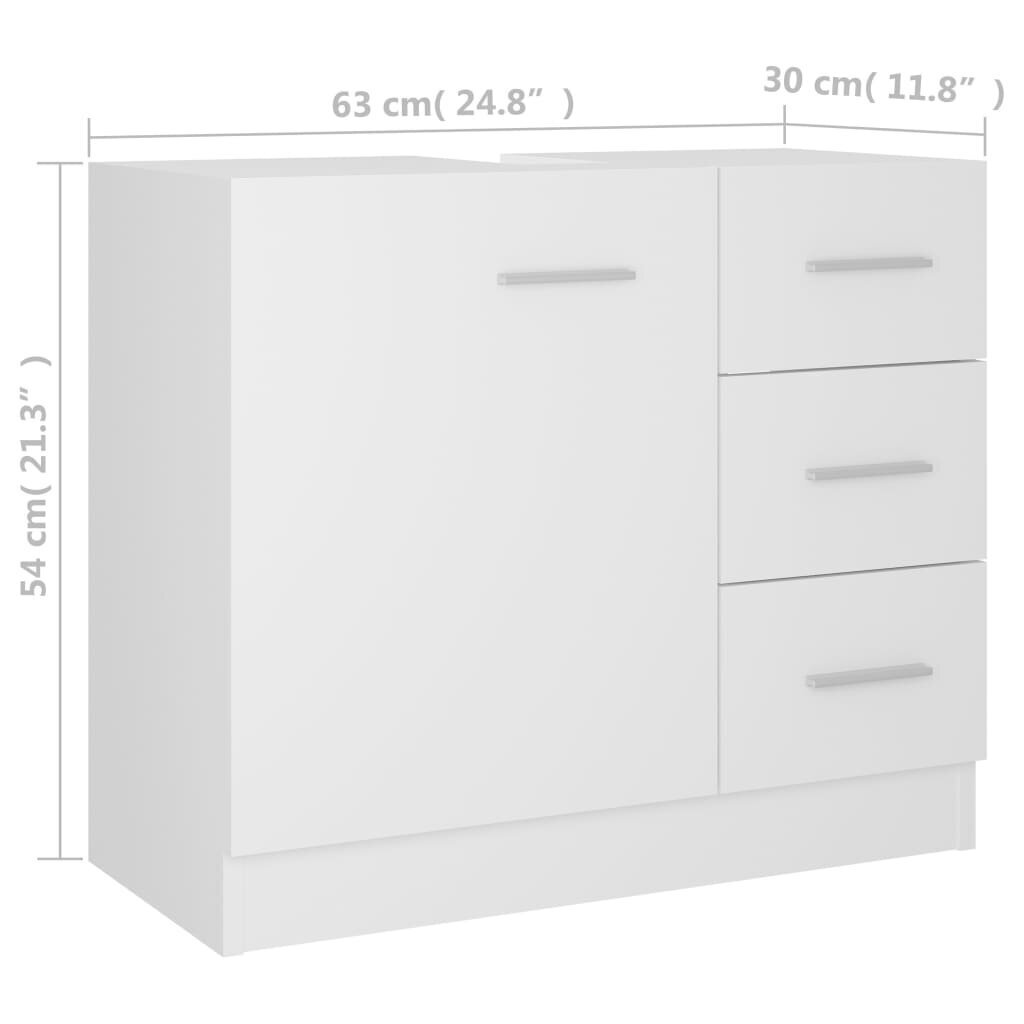 vidaXL Allaskaappi valkoinen 63x30x54 cm lastulevy hinta ja tiedot | Kylpyhuonekaapit | hobbyhall.fi