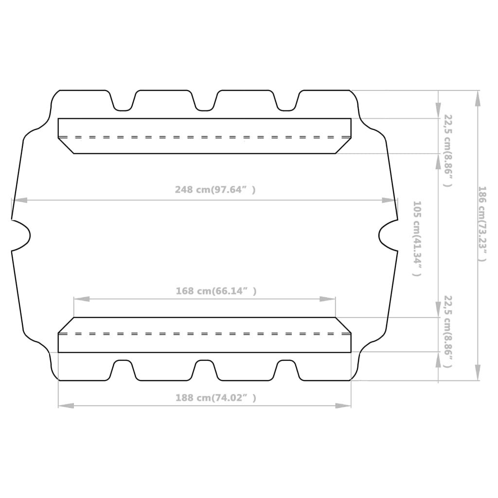 vidaXL Vaihtokatos puutarhakeinuun antrasiitti 188/168x145/110 cm hinta ja tiedot | Puutarhakeinut | hobbyhall.fi