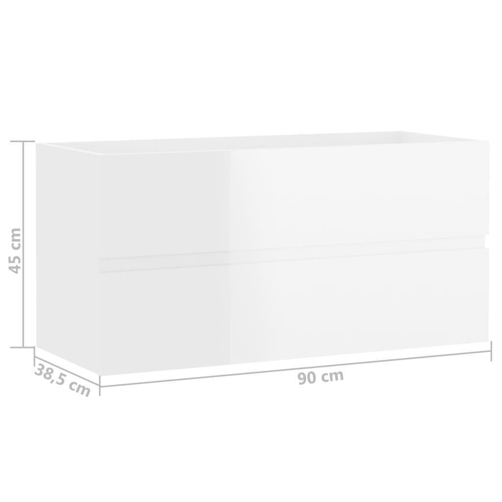 vidaXL Allaskaappi korkeakiilto valkoinen 90x38,5x45 cm lastulevy hinta ja tiedot | Kylpyhuonekaapit | hobbyhall.fi