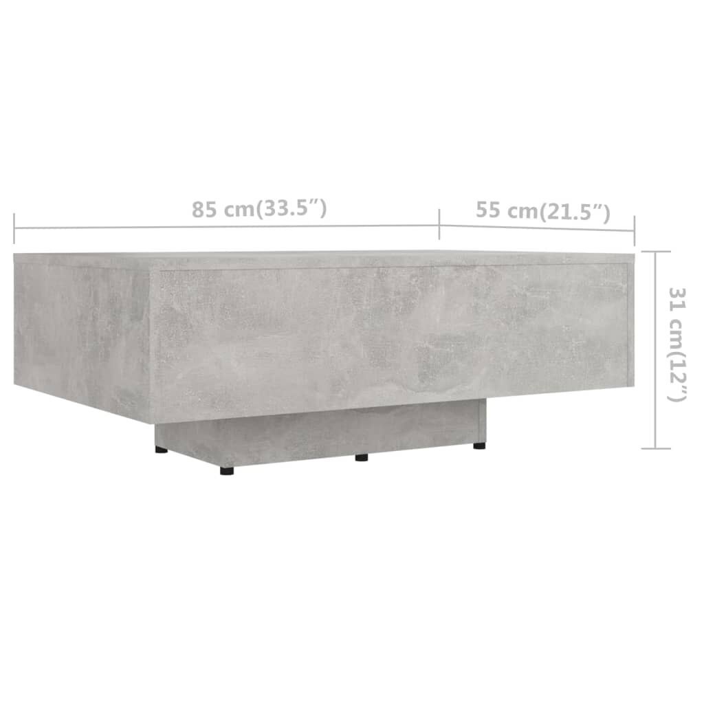 vidaXL Sohvapöytä betoninharmaa 85x55x31 cm lastulevy hinta ja tiedot | Sohvapöydät | hobbyhall.fi