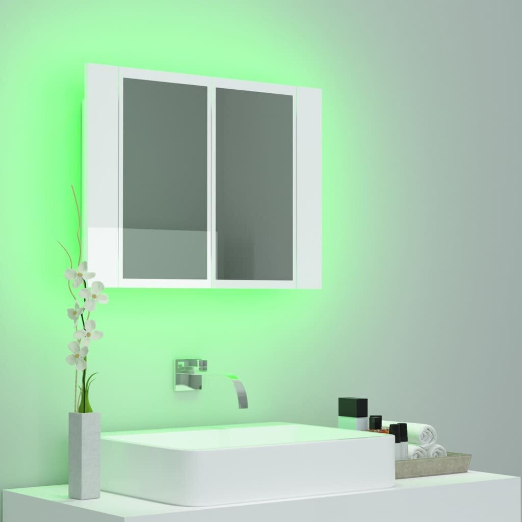 vidaXL Kylpyhuoneen LED peilikaappi korkeak. valk. 60x12x45 cm akryyli hinta ja tiedot | Kylpyhuonekaapit | hobbyhall.fi