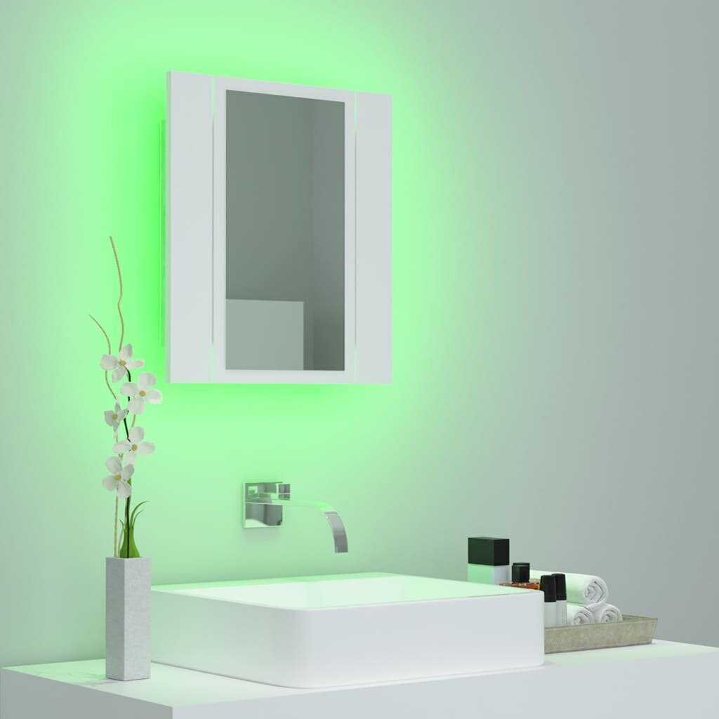 vidaXL Kylpyhuoneen LED-peilikaappi valkoinen 40x12x45 cm akryyli hinta ja tiedot | Kylpyhuonekaapit | hobbyhall.fi
