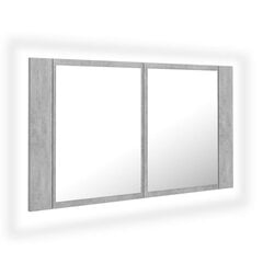 vidaXL Kylpyhuoneen LED peilikaappi betoninharmaa 80x12x45 cm akryyli hinta ja tiedot | Kylpyhuonekaapit | hobbyhall.fi