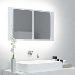 vidaXL Kylpyhuoneen LED peilikaappi korkeak. valk. 80x12x45 cm akryyli hinta ja tiedot | Kylpyhuonekaapit | hobbyhall.fi