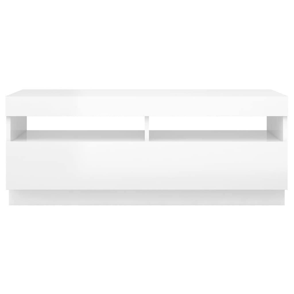 vidaXL TV-taso LED-valoilla korkeakiilto valkoinen 100x35x40 cm hinta ja tiedot | TV-tasot | hobbyhall.fi