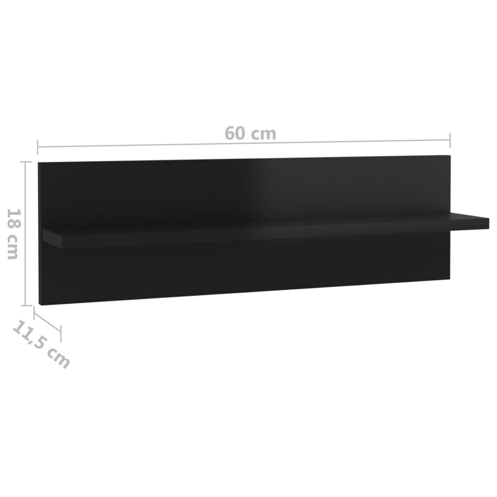 vidaXL Seinähyllyt 4 kpl korkeakiilto musta 60x11,5x18 cm lastulevy hinta ja tiedot | Hyllyt | hobbyhall.fi