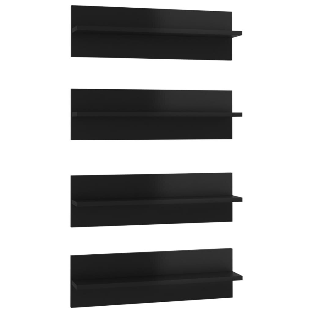 vidaXL Seinähyllyt 4 kpl korkeakiilto musta 60x11,5x18 cm lastulevy hinta ja tiedot | Hyllyt | hobbyhall.fi