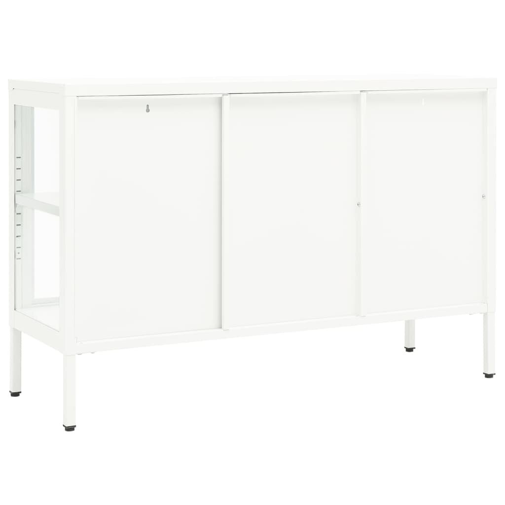 vidaXL Senkki valkoinen 105x35x70 cm teräs ja lasi hinta ja tiedot | Olohuoneen kaapit ja lipastot | hobbyhall.fi