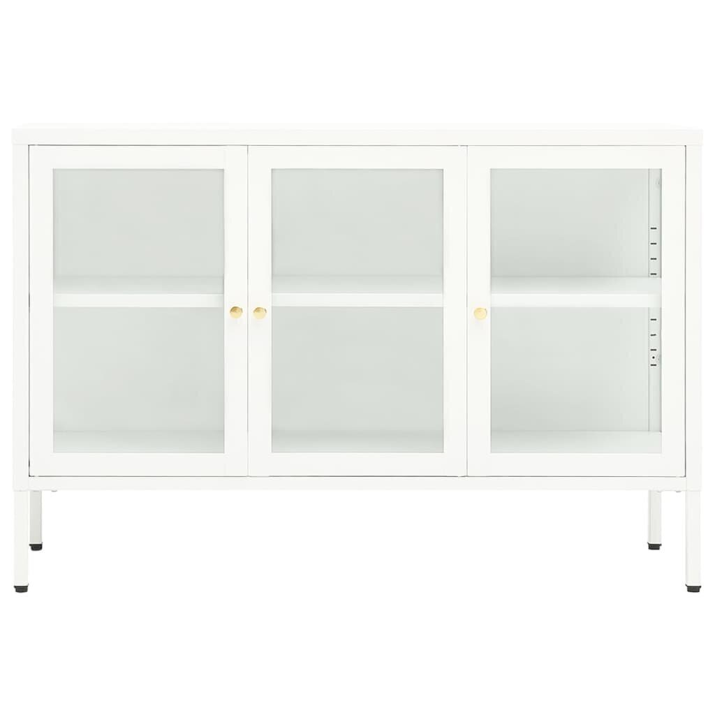 vidaXL Senkki valkoinen 105x35x70 cm teräs ja lasi hinta ja tiedot | Olohuoneen kaapit ja lipastot | hobbyhall.fi