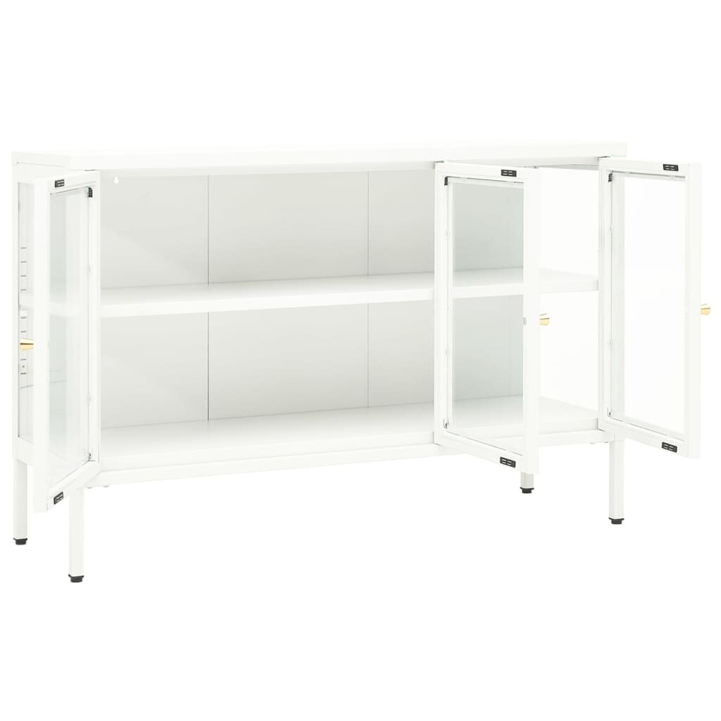 vidaXL Senkki valkoinen 105x35x70 cm teräs ja lasi hinta ja tiedot | Olohuoneen kaapit ja lipastot | hobbyhall.fi