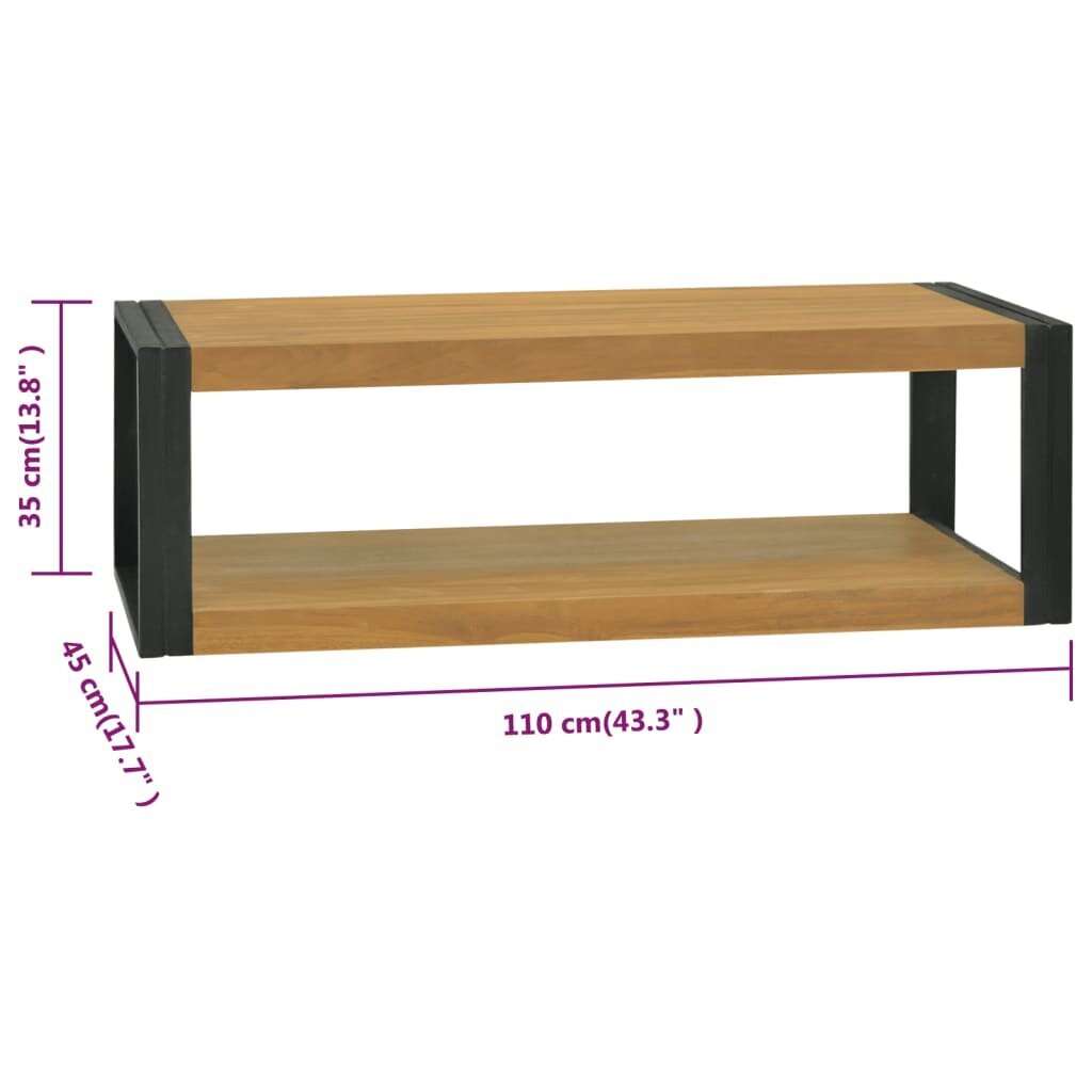 vidaXL Seinäkiinnitettävä kylpyhuoneen kaappi 110x45x35cm täysi tiikki hinta ja tiedot | Olohuoneen kaapit ja lipastot | hobbyhall.fi