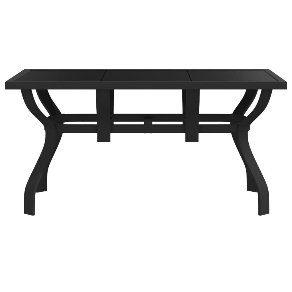 vidaXL Puutarhapöytä musta 140x70x70 cm teräs ja lasi hinta ja tiedot | Puutarhapöydät | hobbyhall.fi