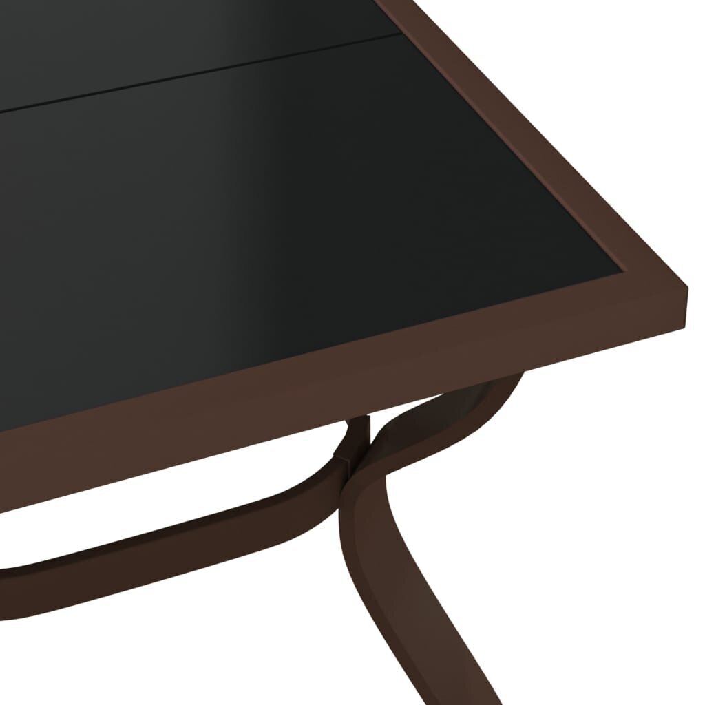 vidaXL Puutarhapöytä ruskea ja musta 140x70x70 cm teräs ja lasi hinta ja tiedot | Puutarhapöydät | hobbyhall.fi