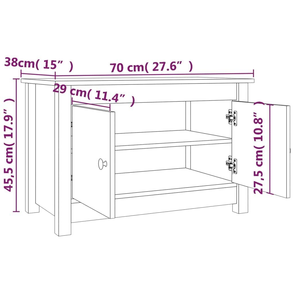 vidaXL Kenkäkaappi valkoinen 70x38x45,5 cm täysi mänty hinta ja tiedot | Kenkäkaapit ja -hyllyt | hobbyhall.fi