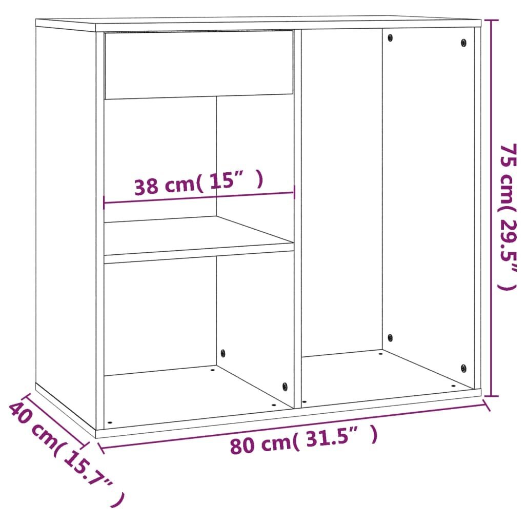 vidaXL Kosmetiikkakaappi valkoinen 80x40x75 cm tekninen puu hinta ja tiedot | Olohuoneen kaapit ja lipastot | hobbyhall.fi