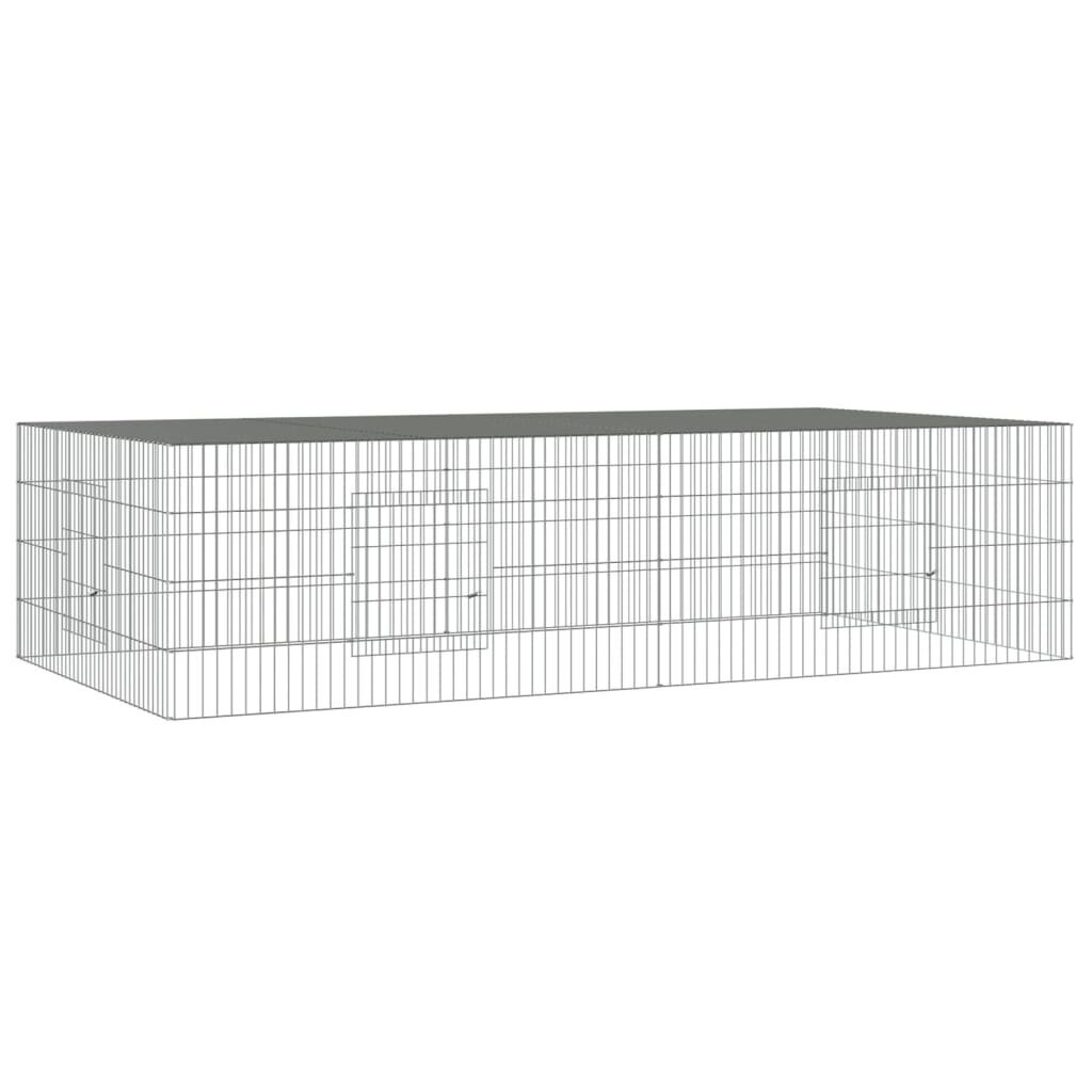 vidaXL 2-paneelinen Kanihäkki 220x110x55 cm galvanoitu rauta hinta ja tiedot | Pieneläinten häkit ja tarvikkeet | hobbyhall.fi