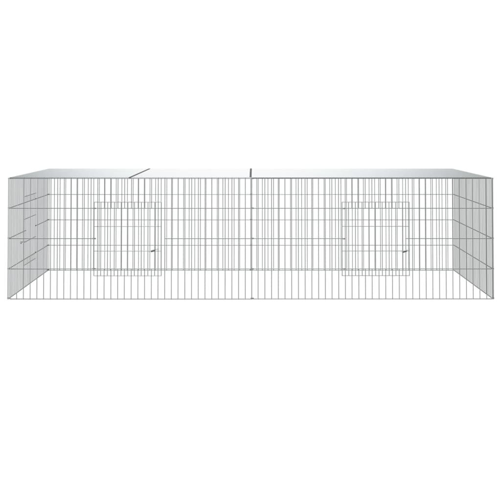 vidaXL 2-paneelinen Kanihäkki 220x110x55 cm galvanoitu rauta hinta ja tiedot | Pieneläinten häkit ja tarvikkeet | hobbyhall.fi