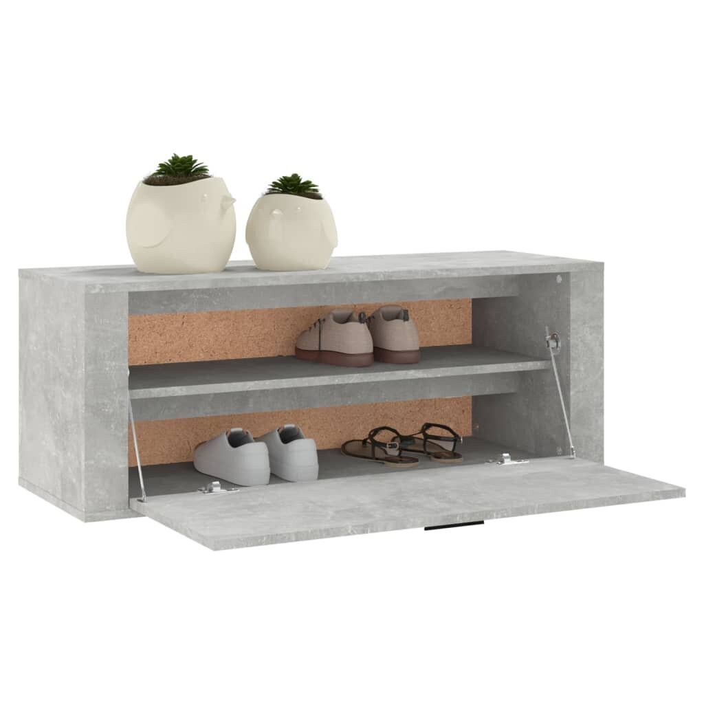 vidaXL Seinäkenkäkaappi betoninharmaa 100x35x38 cm tekninen puu hinta ja tiedot | Kenkäkaapit ja -hyllyt | hobbyhall.fi