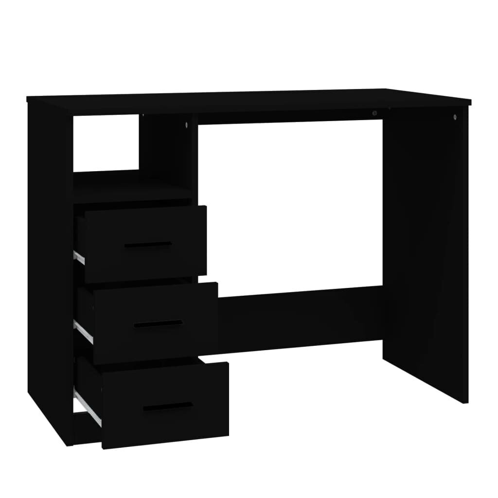 vidaXL Työpöytä laatikoilla musta 102x50x76 cm tekninen puu hinta ja tiedot | Tietokonepöydät ja työpöydät | hobbyhall.fi