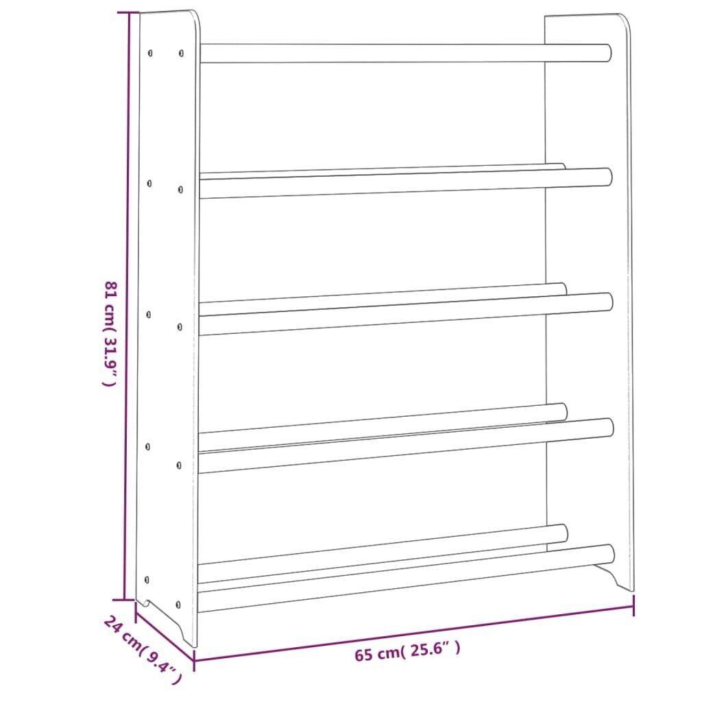 vidaXL Kenkäteline ruskea 65x24x81 cm tekninen puu hinta ja tiedot | Kenkäkaapit ja -hyllyt | hobbyhall.fi