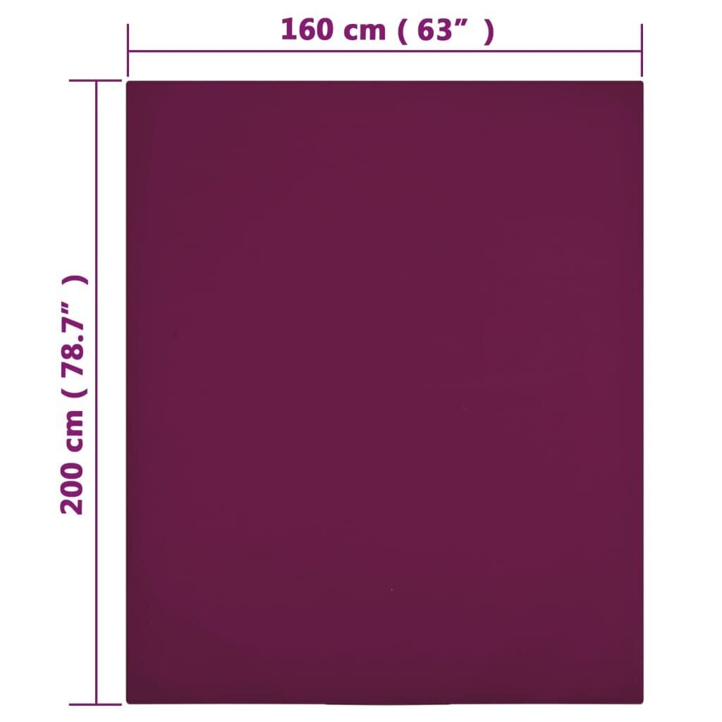 vidaXL Muotoon ommellut lakanat 2 kpl viininpun. 160x200cm puuvilla hinta ja tiedot | Lakanat | hobbyhall.fi