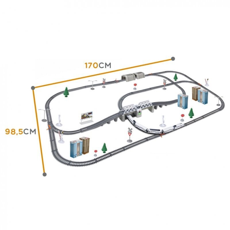 Sähköinen rautatie tarvikkeineen, 914 cm hinta ja tiedot | Poikien lelut | hobbyhall.fi