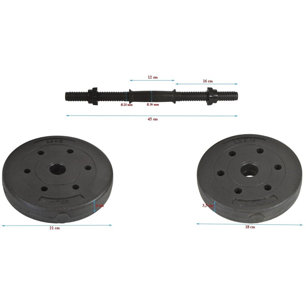 Yhdistelmäpainot, 16 kg, 2x8kg. hinta ja tiedot | Käsipainot, kahvakuulat ja voimaharjoittelu | hobbyhall.fi