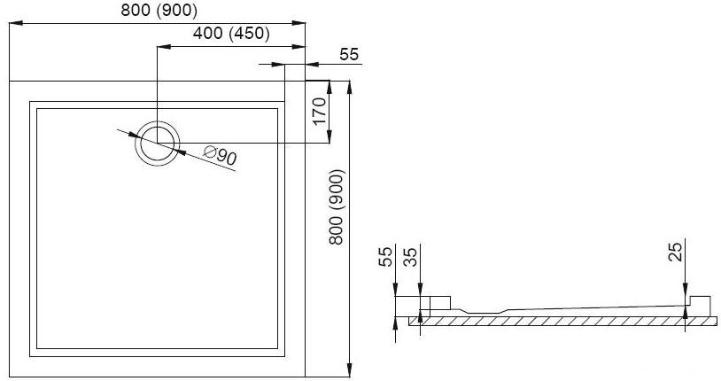 Liveno suihkuallas 90 x 90 cm valkoinen hinta ja tiedot | Suihkualtaat | hobbyhall.fi