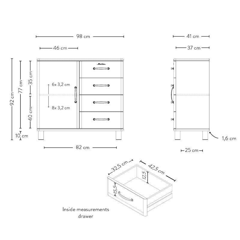 Lipasto Aatrium Malibu, 98x41x92 cm, keltainen hinta ja tiedot | Lipastot | hobbyhall.fi