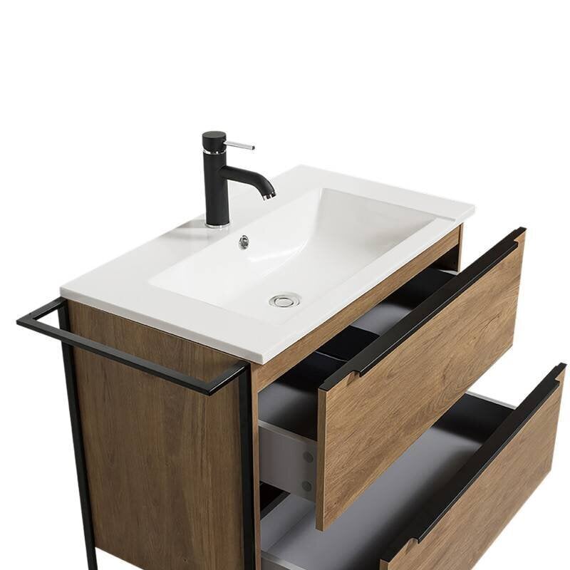 4-osan kylpyhuonesetti Aatrium, ruskea/musta hinta ja tiedot | Kylpyhuonekalusteet | hobbyhall.fi