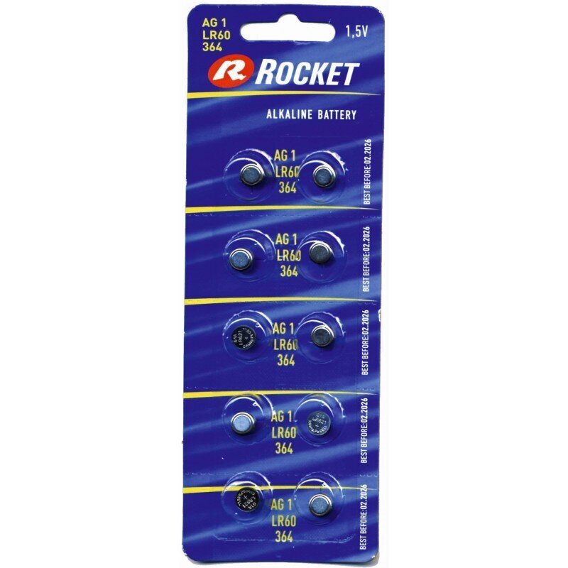 Elementit Rocket Alkaline LR60 AG1 164, 10 kpl hinta ja tiedot | Paristot | hobbyhall.fi