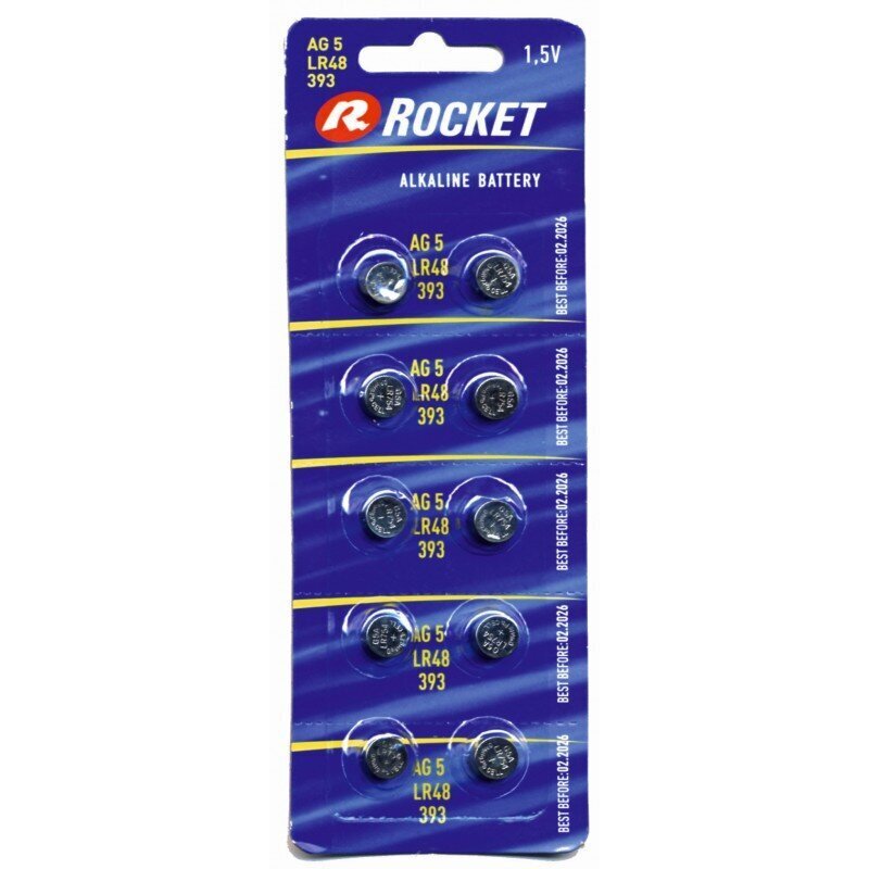 Elementit Rocket Alkaline LR48 193 AG5, 10 kpl hinta ja tiedot | Paristot | hobbyhall.fi