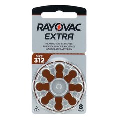 Kuulokojeiden paristot Rayovac Extra PR41 312, 8 kpl hinta ja tiedot | Paristot | hobbyhall.fi