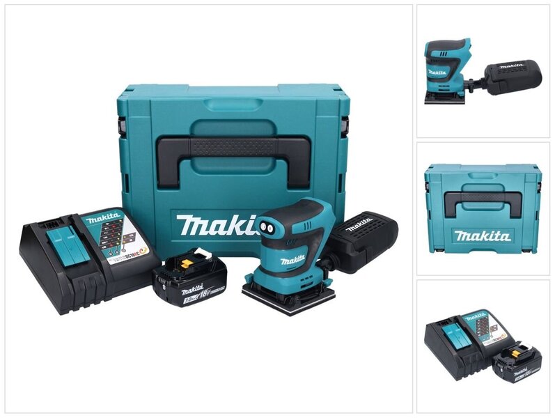 Makita DBO 480 RF1J akku epäkeskohiomakone 18 V 112 x 102 mm + 1x akku 3,0 Ah + laturi + Makpac