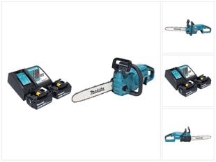 Makita DUC 357 RT2X2 akkusaha 18 V 35 cm 7,7 m/s + 2x akut 5,0 Ah + latauslaite hinta ja tiedot | Sahat ja sirkkelit | hobbyhall.fi