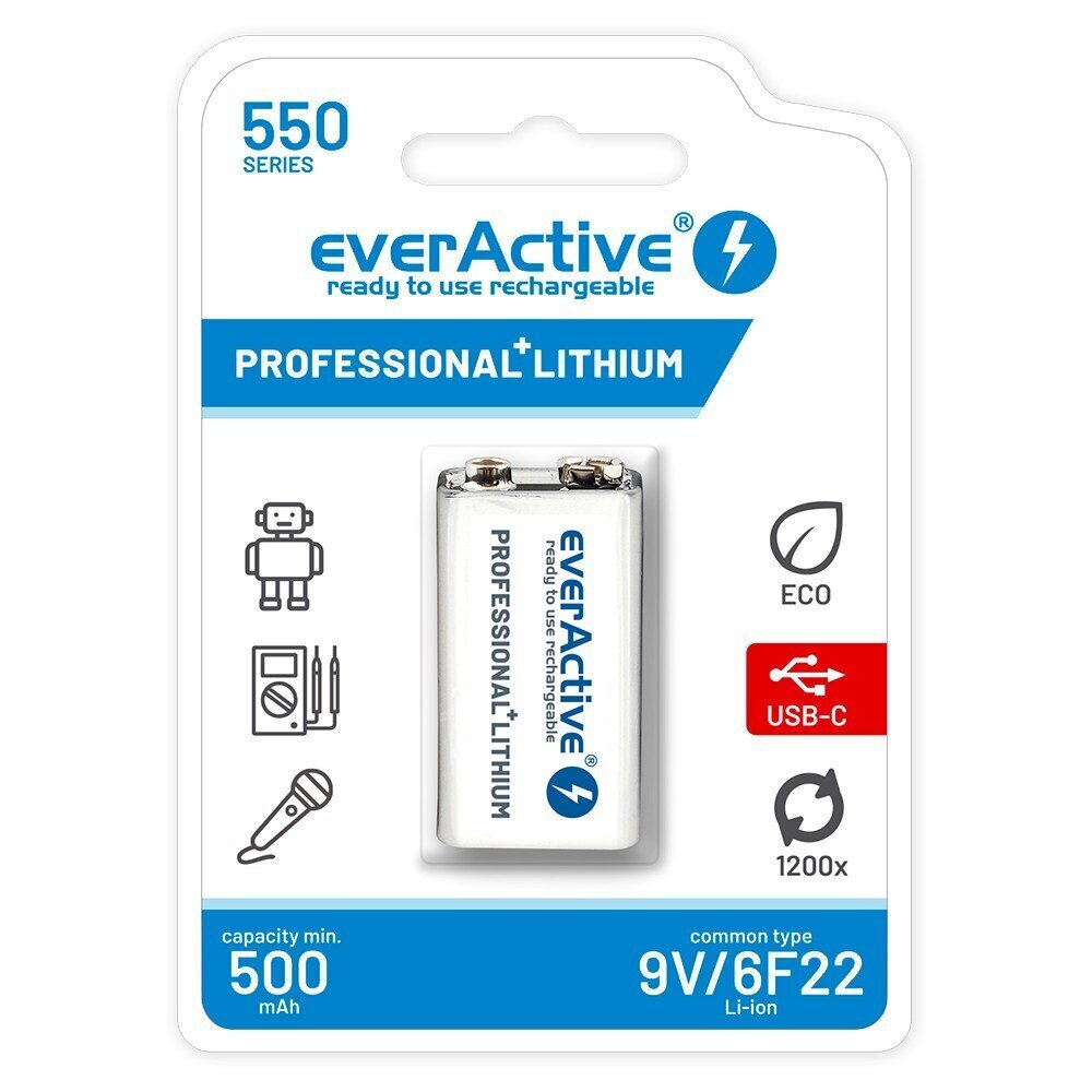 EverActive 6F22/9V 550 mAh hinta ja tiedot | Paristot | hobbyhall.fi