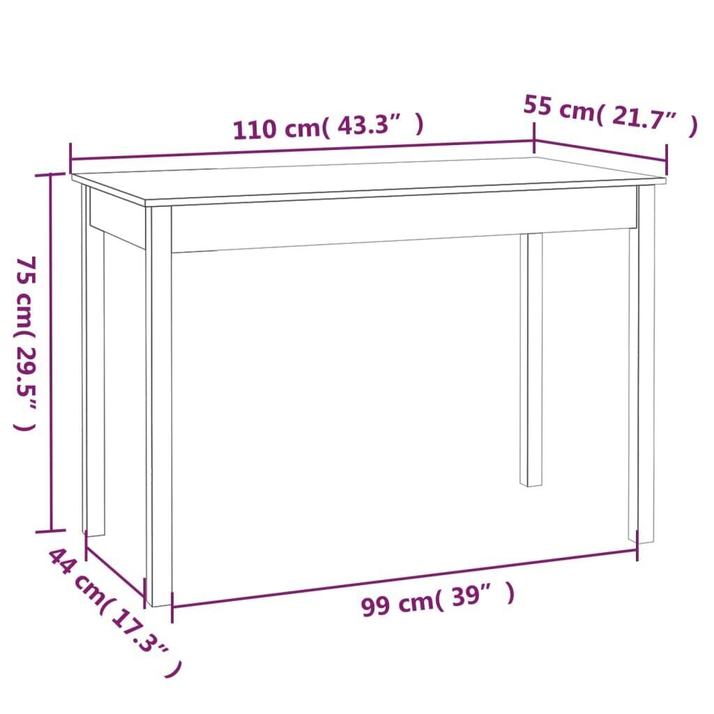vidaXL Ruokapöytä valkoinen 110x55x75 cm täysi mänty hinta ja tiedot | Ruokapöydät | hobbyhall.fi