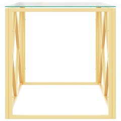 vidaXL Sohvapöytä 110x45x45 cm ruostumaton teräs ja lasi hinta ja tiedot | Sohvapöydät | hobbyhall.fi
