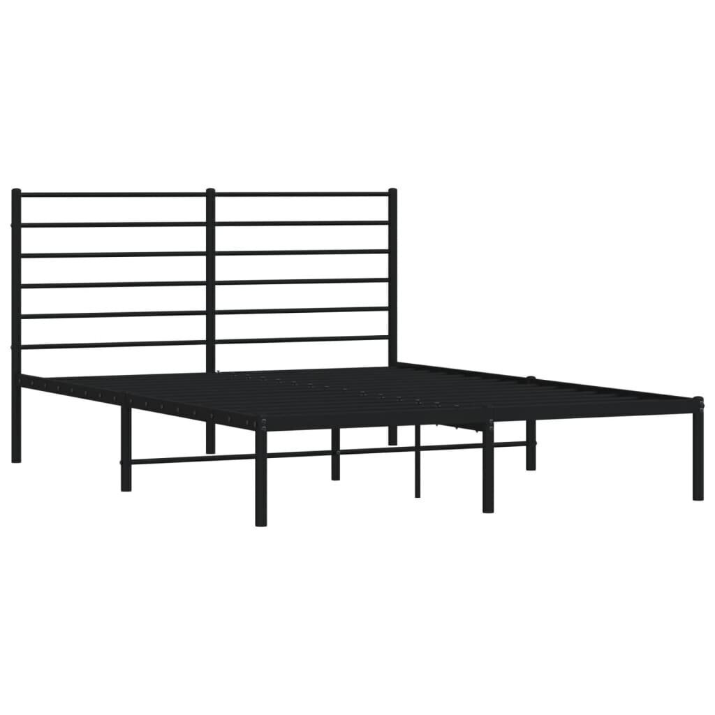 vidaXL Metallinen sängynrunko päädyllä musta 140x190 cm hinta ja tiedot | Sängyt | hobbyhall.fi