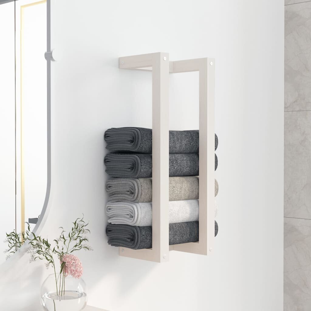 vidaXL Pyyheteline valkoinen 23x18x60 cm täysi mänty hinta ja tiedot | Kylpyhuoneen sisustus | hobbyhall.fi