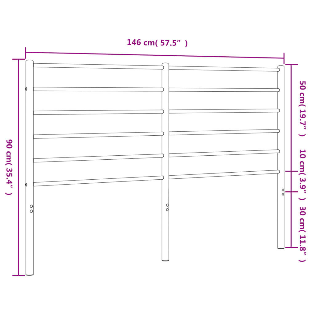 vidaXL Metallinen sängynpääty musta 140 cm hinta ja tiedot | Sängyt | hobbyhall.fi