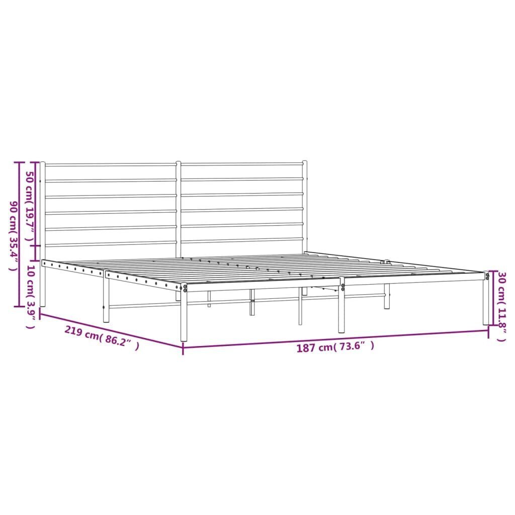 vidaXL Metallinen sängynrunko päädyllä valkoinen 183x213 cm hinta ja tiedot | Sängyt | hobbyhall.fi