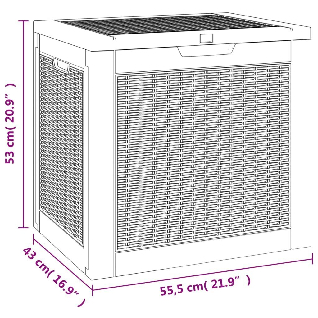 vidaXL Puutarhan varastoarkku vaaleanruskea 55,5x43x53 cm polypropeeni hinta ja tiedot | Säilytyslaatikot ja -korit | hobbyhall.fi