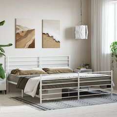 vidaXL Metallinen sängynrunko päädyillä valkoinen 193x203 cm hinta ja tiedot | Sängyt | hobbyhall.fi