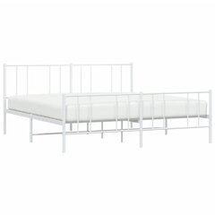 vidaXL Metallinen sängynrunko päädyillä valkoinen 193x203 cm hinta ja tiedot | Sängyt | hobbyhall.fi