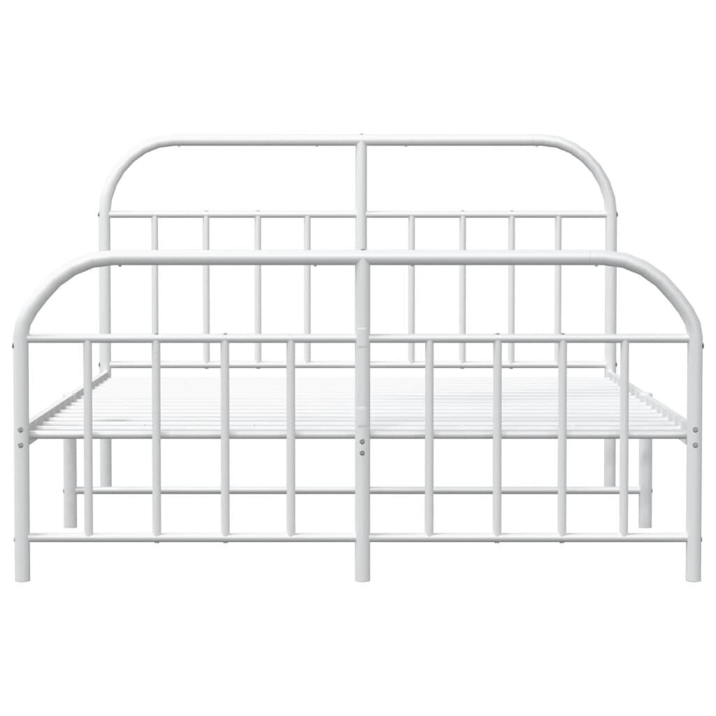 vidaXL Metallinen sängynrunko päädyillä valkoinen 140x190 cm hinta ja tiedot | Sängyt | hobbyhall.fi