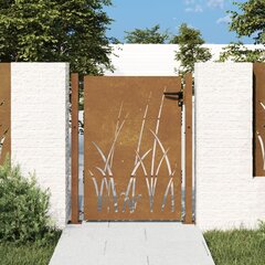 vidaXL Puutarhaportti 105x130 cm corten teräs ruohokuvio hinta ja tiedot | Aidat ja tarvikkeet | hobbyhall.fi