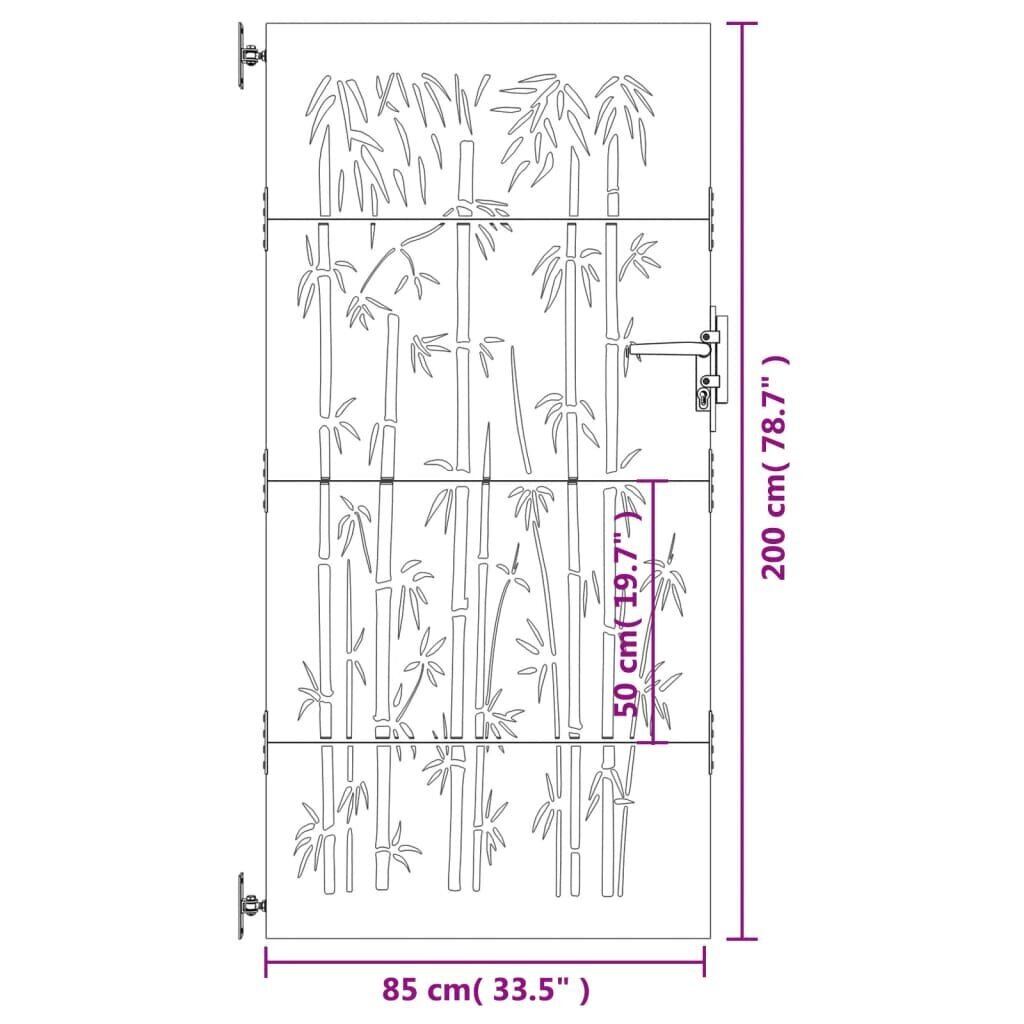 vidaXL Puutarhaportti 85x200 cm corten teräs bambukuvio hinta ja tiedot | Aidat ja tarvikkeet | hobbyhall.fi