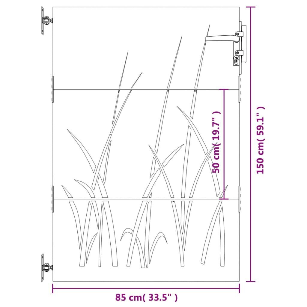 vidaXL Puutarhaportti 85x150 cm corten teräs ruohokuvio hinta ja tiedot | Aidat ja tarvikkeet | hobbyhall.fi